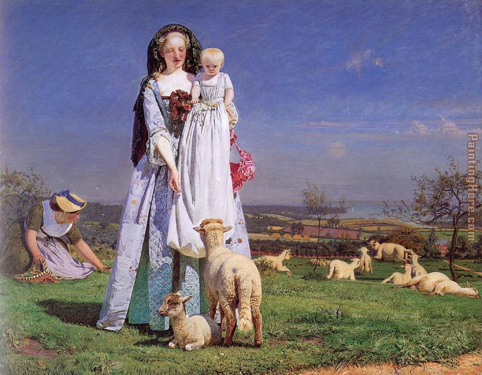 The Pretty Baa-Lambs painting - Ford Madox Brown The Pretty Baa-Lambs art painting